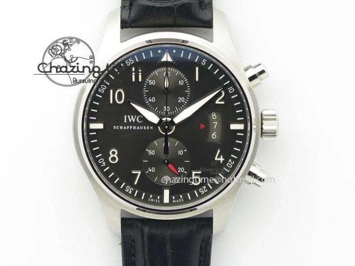 MIROTIME 1225 Pilot Chrono SS IW387809 ZF 1:1 Best Edition Silver Dial Blue Numbers On Blue Leather Strap A Lightweight 7263